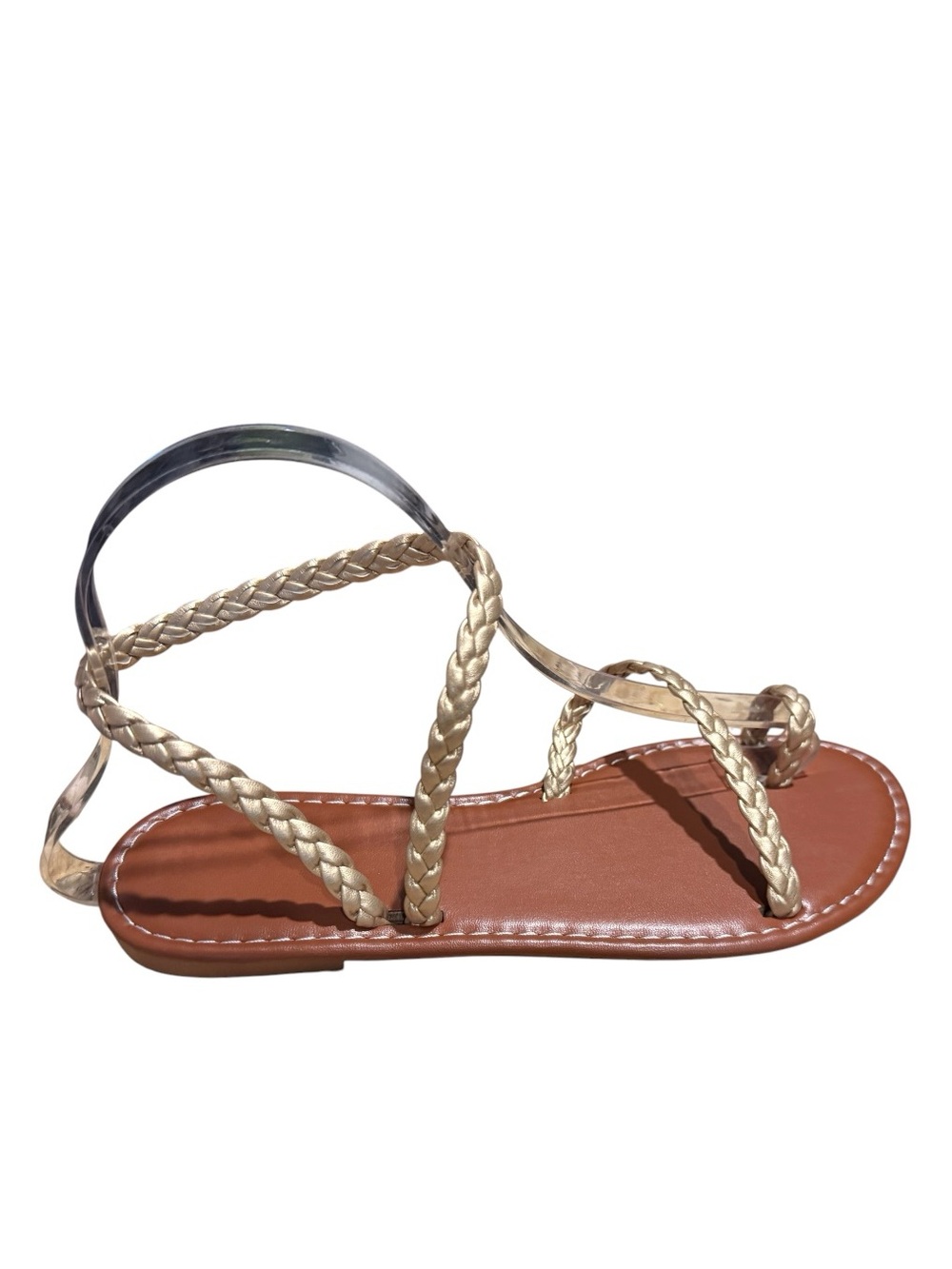 NWOB! Gold Braided Strappy Flat Sandals - Size 37